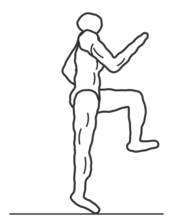 Easy run with drills and strides — end position