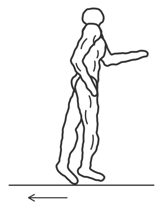 Backward running — end position
