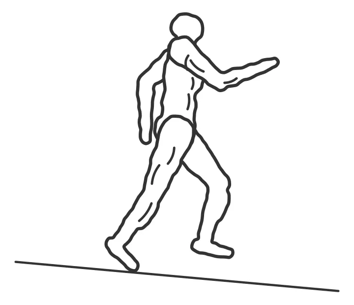 Downhill running — end position