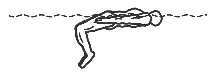 Breaststroke kick on the back — end position