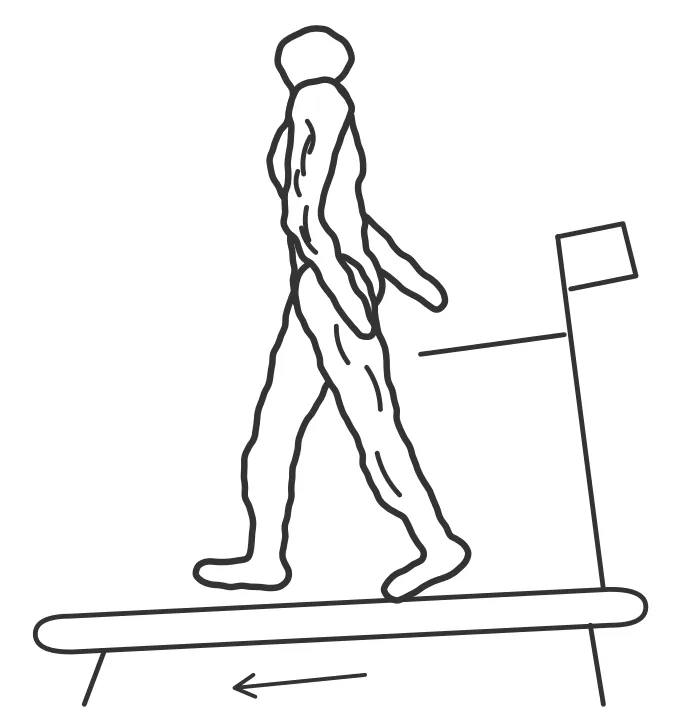 Backward incline walk — end position