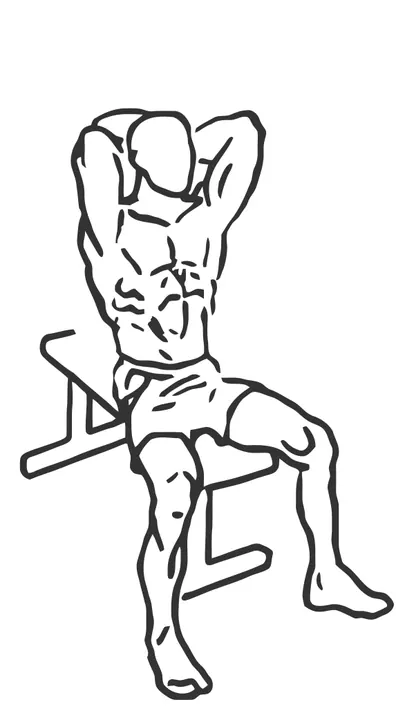 Seated Dumbbell Overhead Triceps Extension — end position