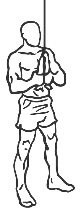 Rope Triceps Pushdown — start position