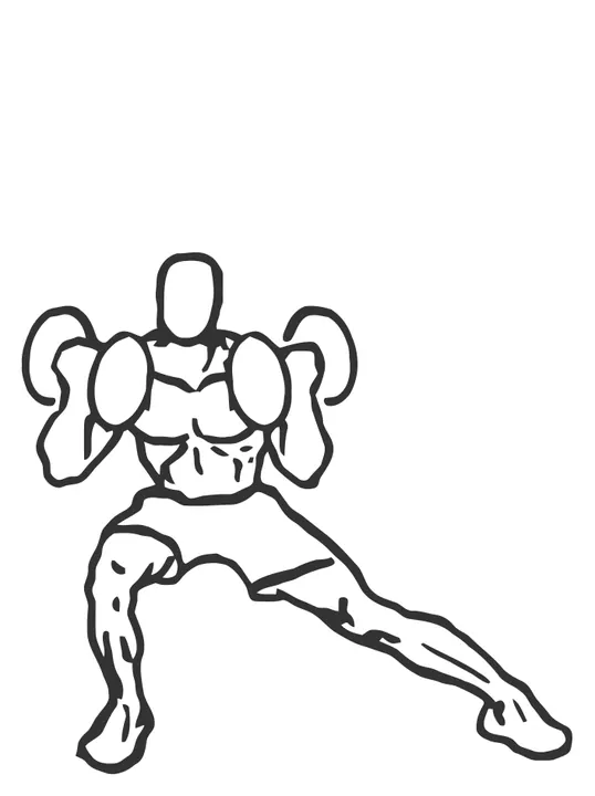 Lateral Lunge with Biceps Curl — end position