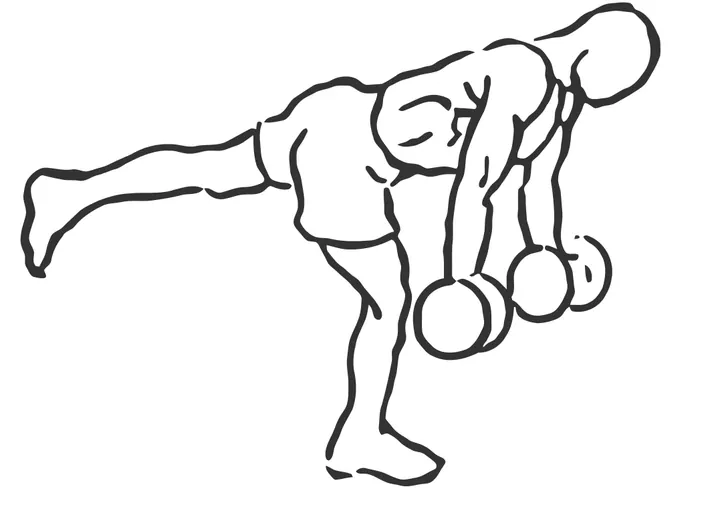 Stork Stance Dumbbell Curl — start position