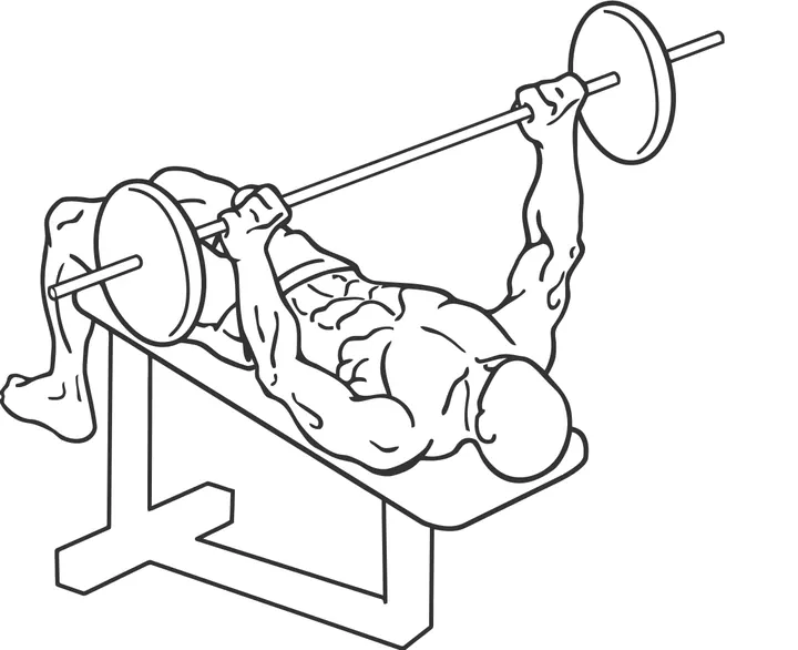 Decline Barbell Neck Press — start position