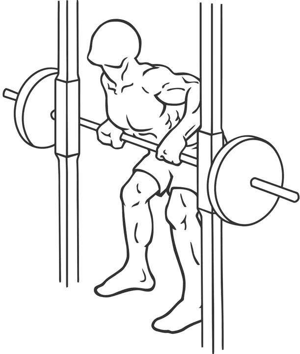 Smith Machine Rear Delt Row — end position