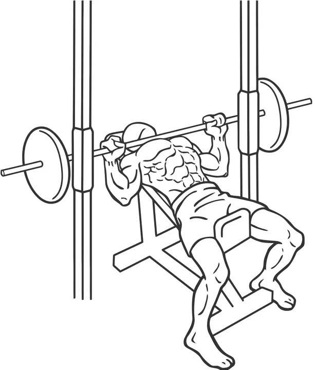Incline Smith Machine Bench Press — end position