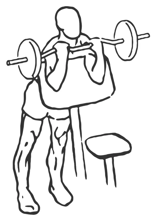 Barbell Spider Curl — end position
