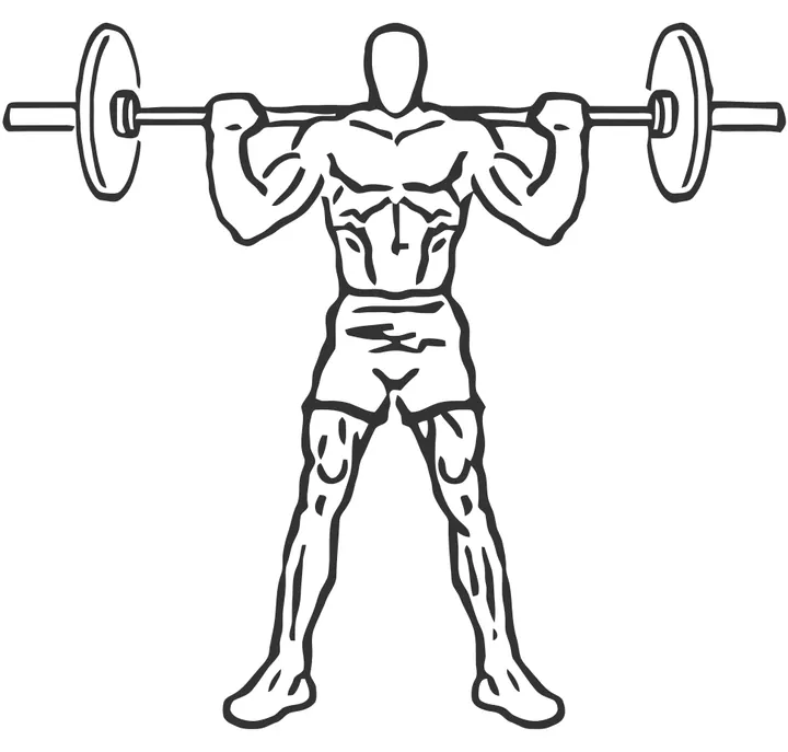 Wide-Stance Barbell Squat — start position