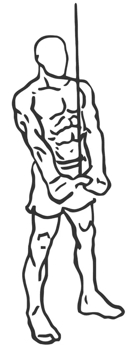 V-Bar Triceps Pushdown — end position