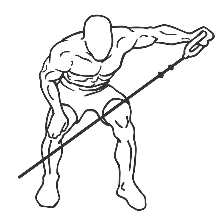 Bent-Over Cable Rear Delt Raise — end position