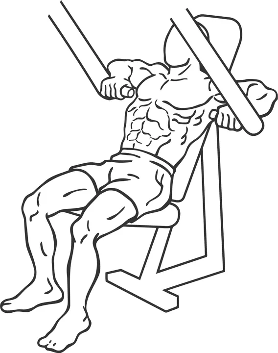 Decline Machine Chest Press — end position