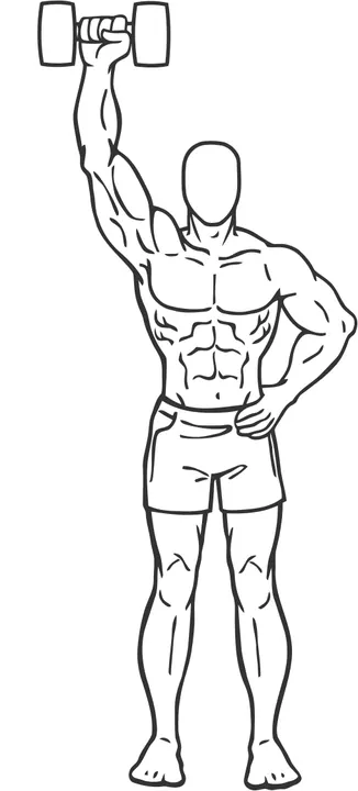 One-Arm Dumbbell Shoulder Press — end position