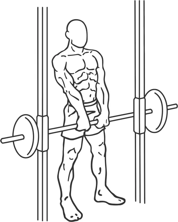 Smith Machine Shrug — end position