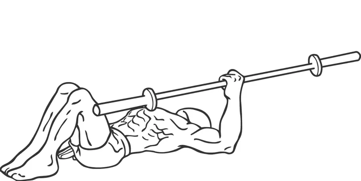 One-Arm Barbell Floor Press — end position