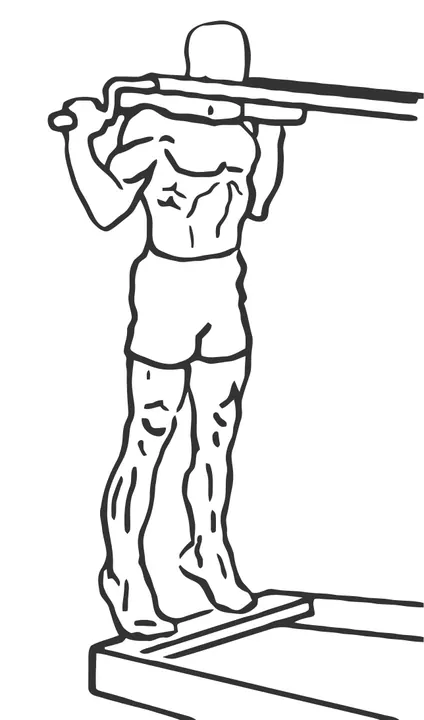 Standing Machine Calf Raise — end position