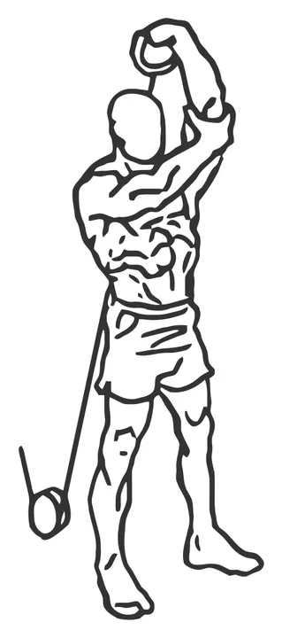 One-Arm Cable Overhead Triceps Extension — end position