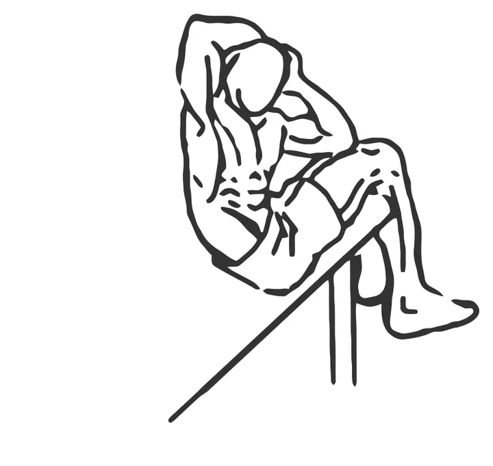 Decline Oblique Crunch — end position