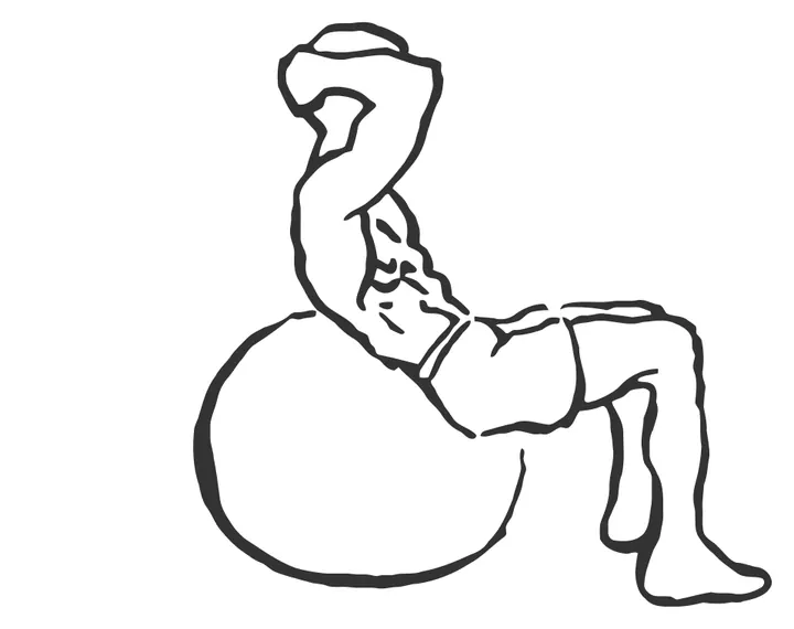 Stability Ball Crunch — end position