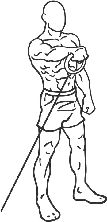 Single-Arm Low Cable Cross-Body Raise — end position