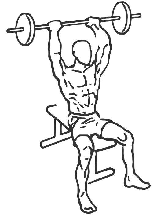 Seated Behind-the-Neck Barbell Press — end position