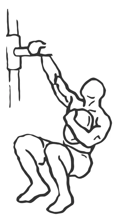 Assisted Weighted Deep Squat — end position