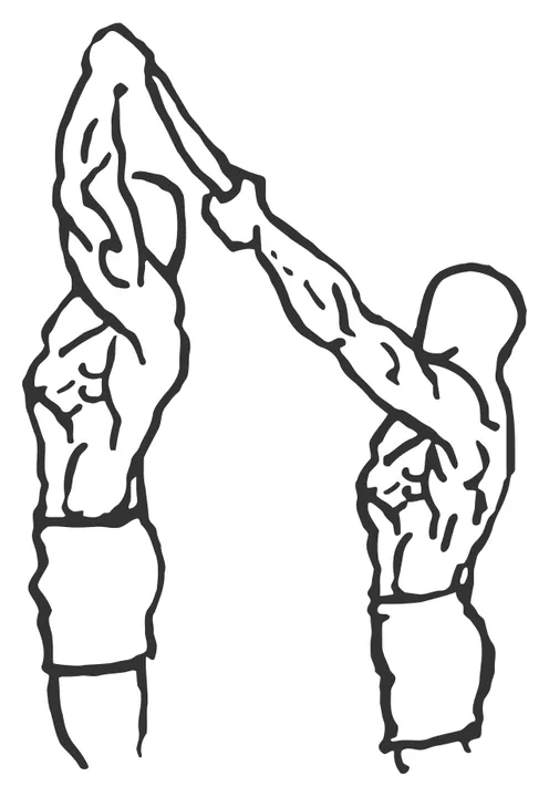 Partner Towel Overhead Triceps Extension — end position