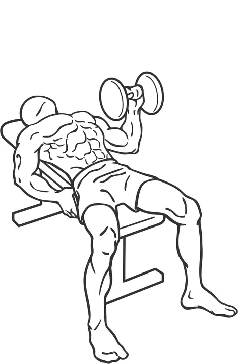 One-Arm Dumbbell Bench Press — end position