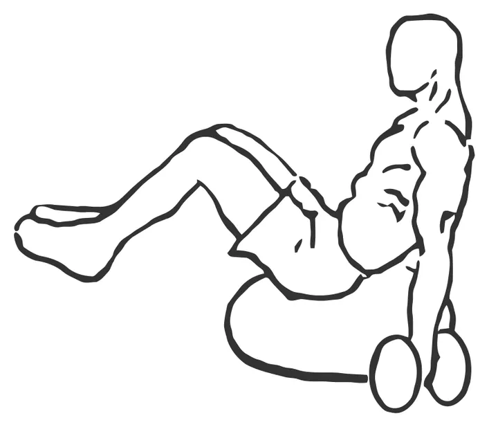 V-Sit Dumbbell Curl on BOSU — start position