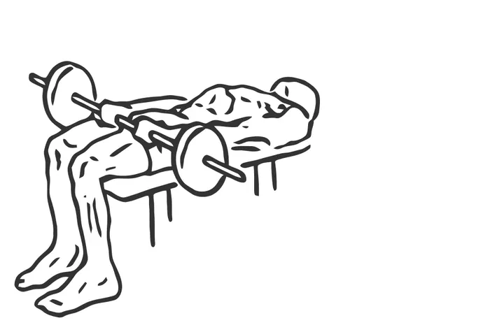 Lying Barbell Front Raise and Pullover — start position