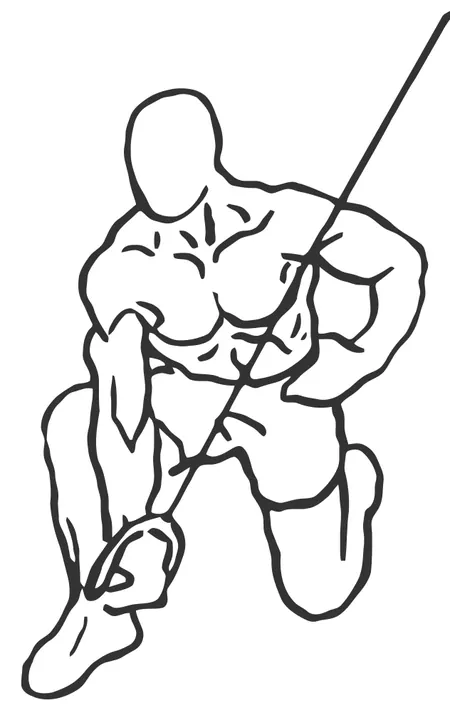 Kneeling One-Arm Cable Triceps Extension — end position
