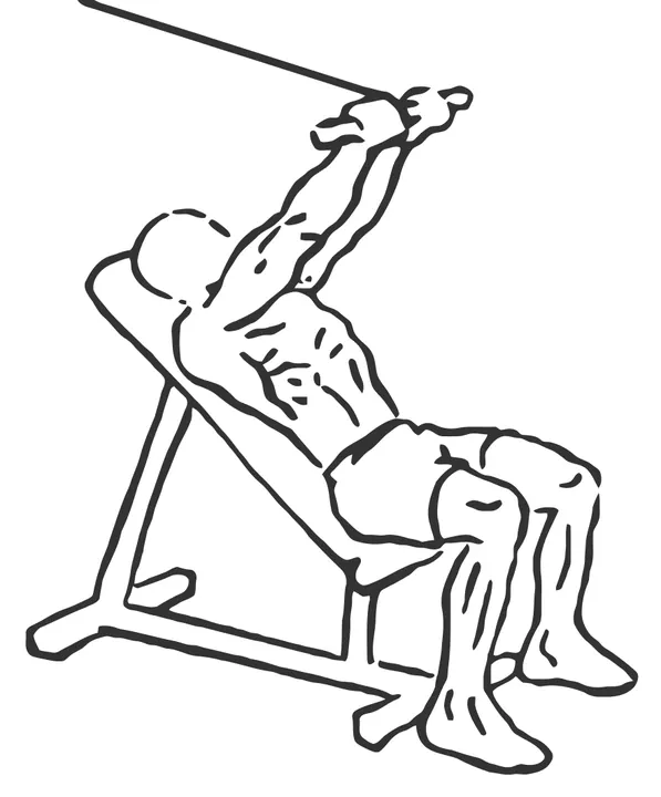 Incline Cable Overhead Triceps Extension — end position