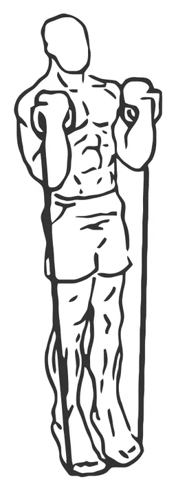 Band Calf Raise — end position