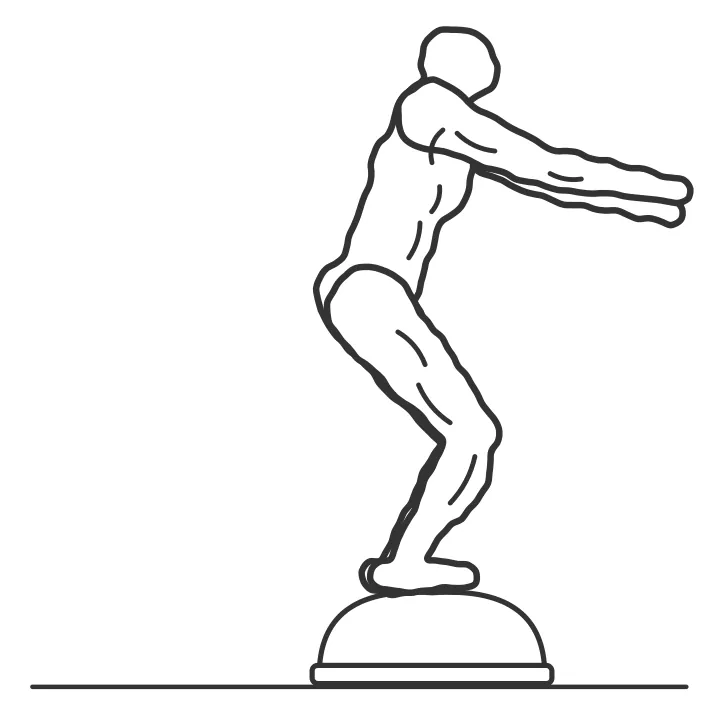 BOSU Hop and Stick — end position