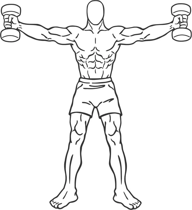Dumbbell Iron Cross — end position