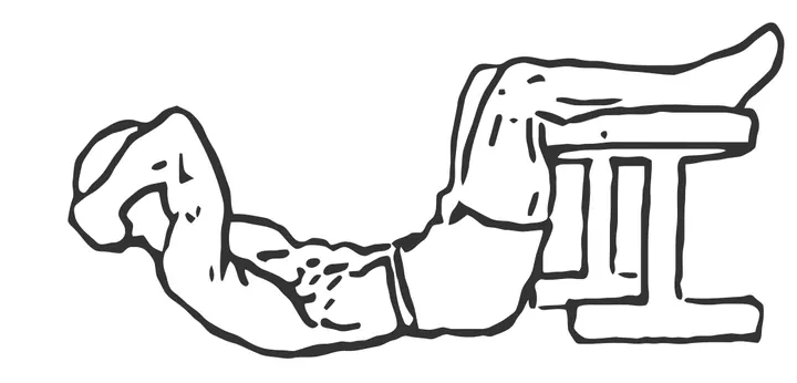 Crunch with Legs on Bench — end position