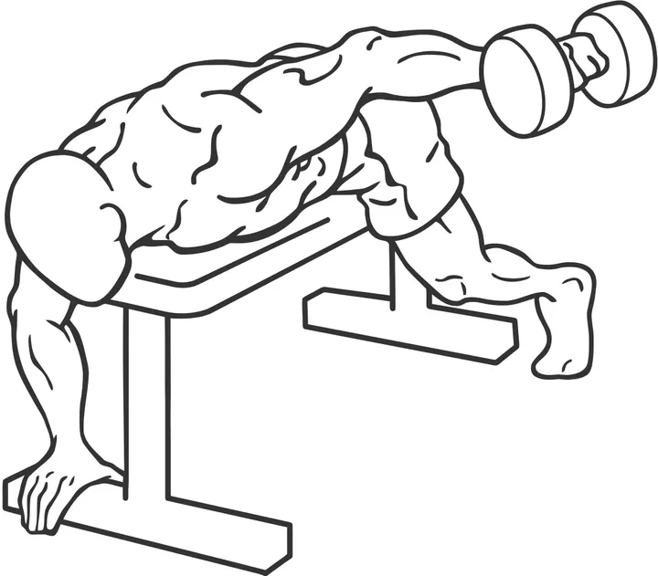 One-Arm Lying Rear Delt Raise — end position