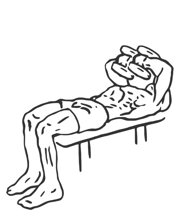 Dumbbell Tate Press — end position