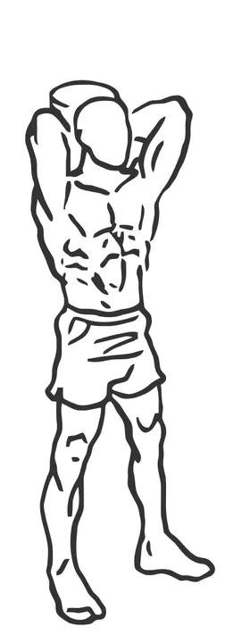 Standing Dumbbell Overhead Triceps Extension — end position