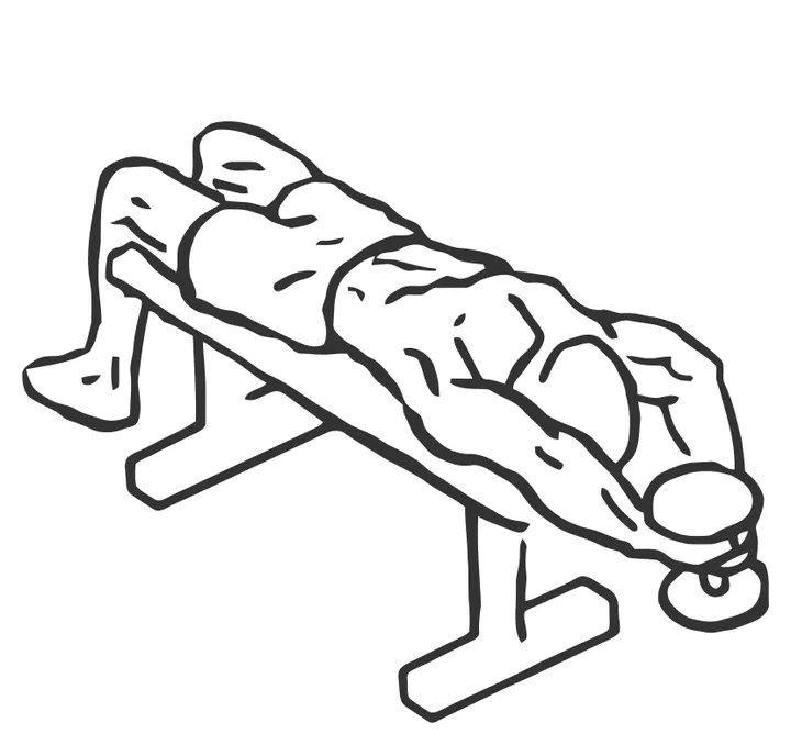 Lying Single-Dumbbell Triceps Extension — end position