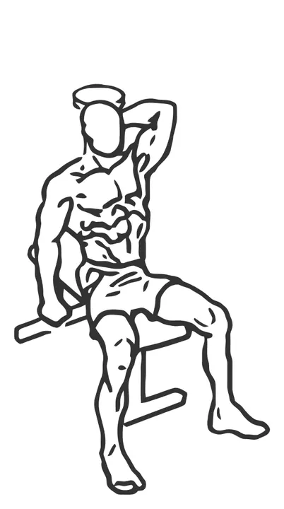 Seated One-Arm Overhead Triceps Extension — end position