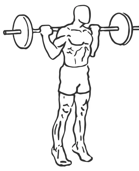 Barbell Standing Calf Raise — end position