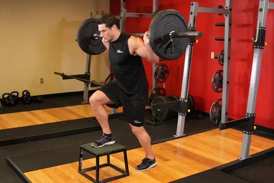 Barbell Step Ups — start position