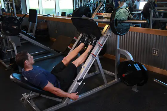Calf Press On The Leg Press Machine — end position