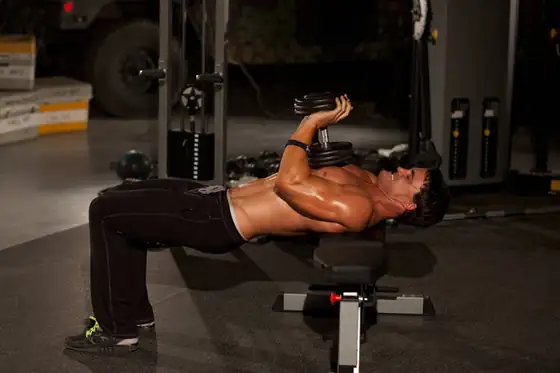 Close-Grip Dumbbell Press — end position