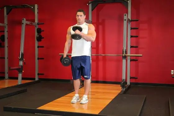 Cross Body Hammer Curl — end position