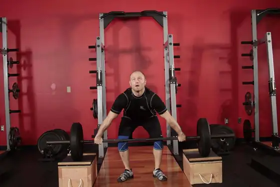 Power Snatch from Blocks — start position