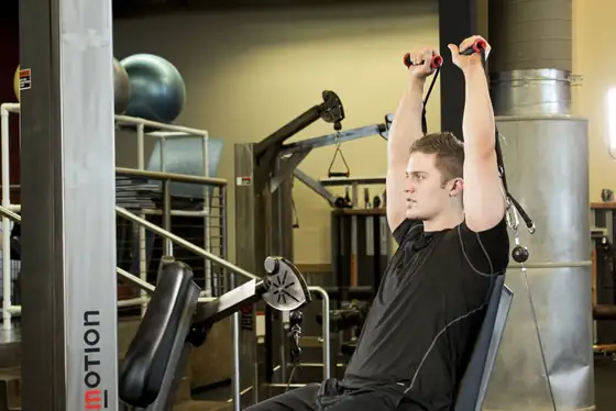 Seated Cable Shoulder Press — end position