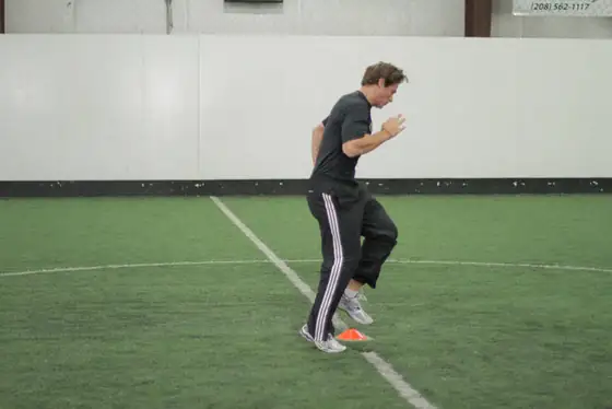 Single-Cone Sprint Drill — end position